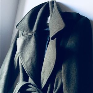 Hunter green wool trench coat